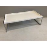 An Italian chrome and melamine coffee table, width 83cm, depth 40cm, height 25cm