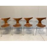 Bjarke Nielsen for Dan Form Denmark, a set of four walnut and chrome chairs, width 54cm, depth 42cm,