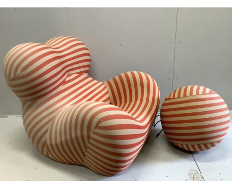 A B&B Italia UP 5 Mama Chair, width 110cm, depth 110cm, height 100cm and a UP 6 Stool by Gaetano Pesce Purchased in store. Br