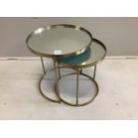 A nest of two glass and metal circular tables, diameter 44cm, height 46cm