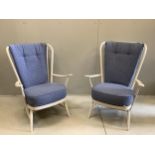 A pair of Ercol Evergreen armchairs, width 73cm, depth 60cm, height 104cm