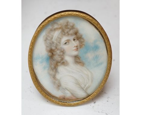 An early 19th century oval framed portrait miniature on ivory CITES Submission reference DGP5J4HH