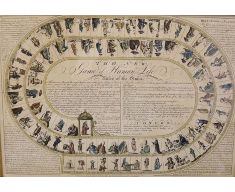 A re-print 'The New Game of Human Life', rules of the game, 43 x 63cm