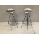 A pair of stools in the style of Amat Jamacia by Pepe Cortes, height 82cm