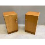 A pair of Art Deco bird's eye maple bedside cabinets, width 36cm, depth 34cm, height 67cm