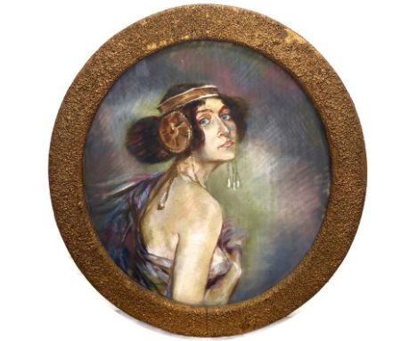 Follower of Philip de László, M.V.O., P.R.B.A. (1869-1937):Portrait of a fashionable lady in the Art Deco style, pastel, H 46