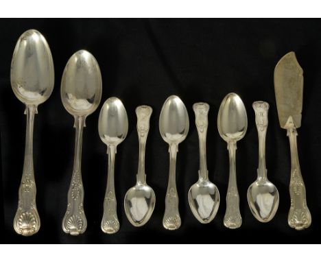 A Set of Six George IV Silver King's Pattern Teaspoons, London 1822:engraved with script initial, a Victorian King's pattern 