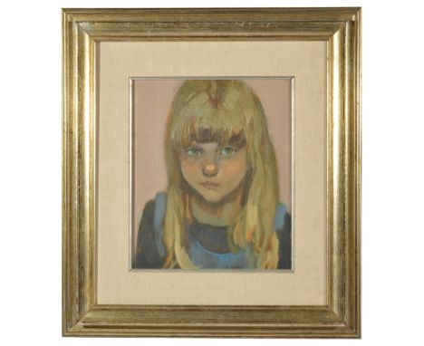 Ken Symonds (British, 1927-2010):'Vanessa', portrait of a girl, oil on panel, signed lower centre, titled verso, H 29 x W 24.
