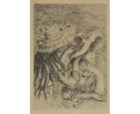 After Pierre-Auguste Renoir (French, 1841-1919):'Le chapeau épinglé', etching, signed within plate, H 11 x W 8 cm; together w