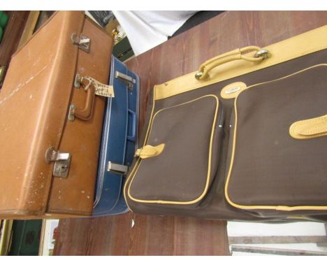 2 vintage suitcases and carry case