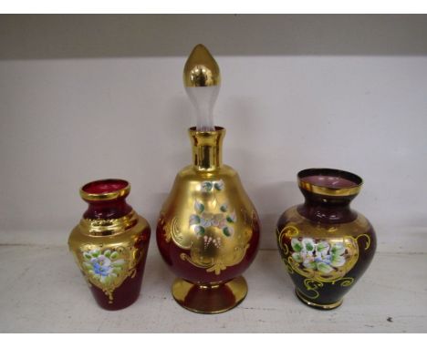 Bohemian glass with enamel hand painted design- purchased in the Vatican city in 50/60s