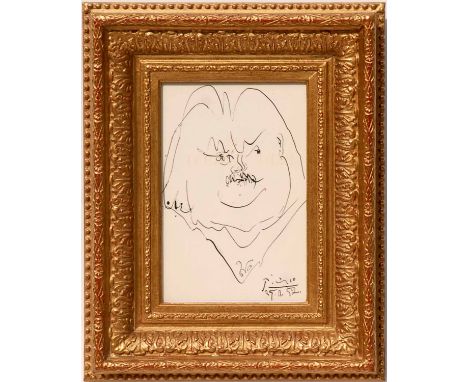 PABLO PICASSO 'Le Pere Goirot', 1952, original lithograph, edition 3000, ref: Andre Sauret, 22cm x 15cm, framed and glazed.