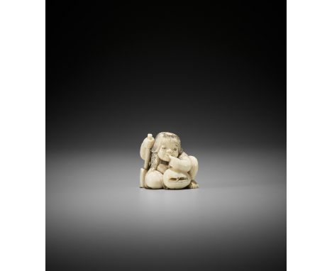 RYUGYOKU: AN IVORY NETSUKE OF KINTAROBy Ryugyoku, signed Ryugyoku and kakihanJapan, Tokyo, second half of 19th centuryThe str