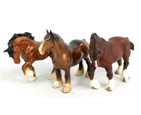 BESWICK; three shire horses including matte bay example, height 20cm (3).&nbsp;Additional InformationThe matte example has sm