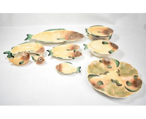 SHORTER &amp; SON LTD; a ceramic fish service including a large plate, a sauce boat and a tureen with cover, each piece model
