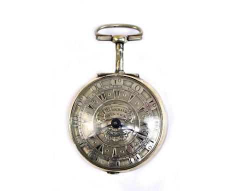 MARKHAM MARWICK OF LONDON; a mid to late 18th century silver triple cased pocket watch for the Ottoman market, the white meta