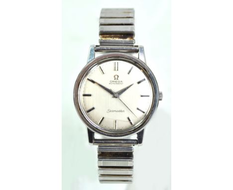 OMEGA; a gentleman's stainless steel cased automatic 'Seamaster' wristwatch, the silvered dial set with baton numerals, dial 