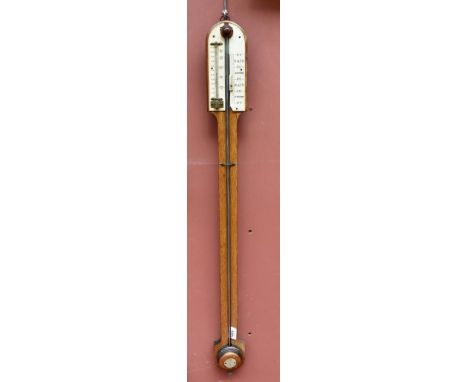 A stick barometer inscribed 'Model Barometer' to inset plaque, length 91cm.