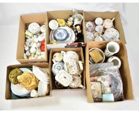 A large quantity of various ceramics to include Coalport pin dishes, an 'Elizabethan Cottage', a pair of 'Revelry' bowls, and