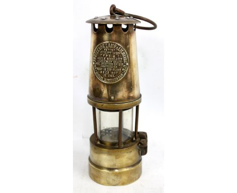 PROTECTOR LAMP &amp; LIGHTING CO LTD ECCLES; an early 20th century miner's safety lamp stamped 'Patent' to lower section, hei