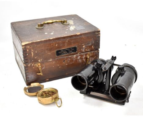 BARR &amp; STROUD; a mid-20th century pair of large sized ship-type black painted type G.K.5 binoculars on metal mount, with 