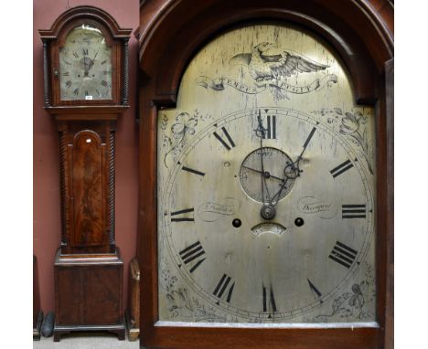 J WADLETON OF DEVONPORT; an early 19th century mahogany cased longcase clock, the arched dial set with Roman numerals, subsid