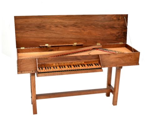 ALEC HODSON OF LAVENHAM, SUFFOLK; a 20th century walnut 4 1/4 octave virginal, with inscribed maker's name above the keys and