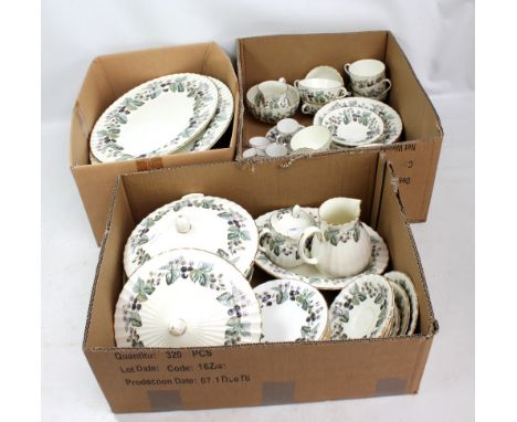 ROYAL WORCESTER; a 'Lavinia' pattern dinner and tea ware comprising a pair of tureens with covers, two oval platters, an oval