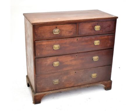 A mahogany chest of two short over three long long drawers on bracket feet, 98.5 x 103cm.Additional InformationGeneral wear a