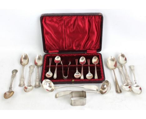 JAMES SIMPSON I (probably); a set of six William IV hallmarked silver King's pattern single struck teaspoons, Glasgow 1832, l