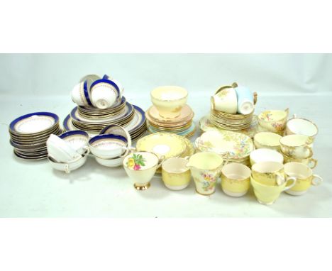 ROYAL WORCESTER; a 'Regency Blue' part dinner service comprising six dinner plates, six dessert plates, six side plates, four