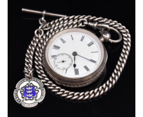 Adam Burdess of Coventry hallmarked silver open faced pocket watch with inset subsidiary seconds dial, blued hands, black Rom