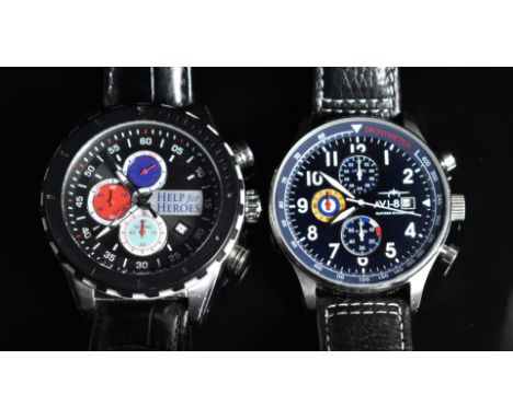 Two military style gentleman's chronograph wristwatches AVI-8 Hawker Hurricane ref. 4011 with date aperture, luminous hands, 