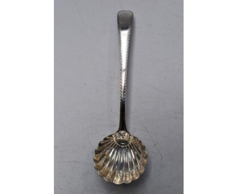 Georgian bottom hallmarked silver ladle with fluted bowl, mark rubbed but maker likely&nbsp;William Sumner &amp; Richard Cros