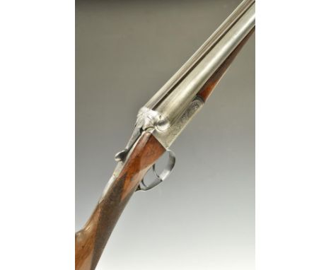 McGregor of Perth 12 bore side by side ejector shotgun with fine scrolling engraving to the named locks, trigger guard, under