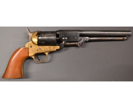 Uberti &amp; Co Model 1862 .36 six-shot single action revolver with brass frame, shaped wooden grips and 7.5 inch part octago