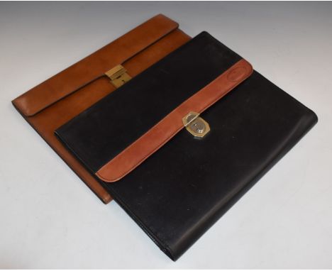 Two designer leather document folders with fitted interiors, one Jean Jacques, Monte Carlo the other&nbsp;Bugatti,&nbsp;37 x 