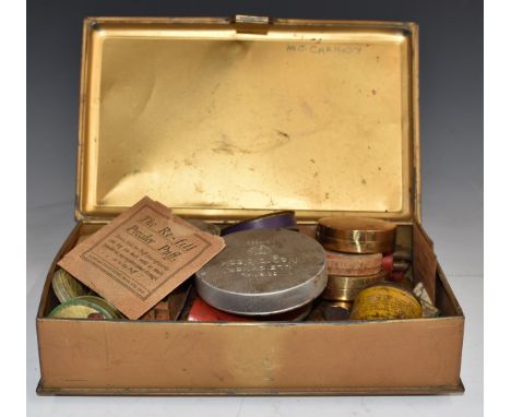 A tin of vintage theatrical makeup / grease paint c1910-20, in original packaging including Leichner, Yardley, Pompeian and A