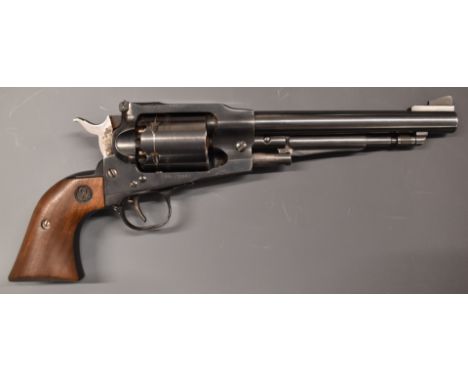 Ruger Old Army .44 six-shot single action revolver with shaped wooden grips, adjustable sights and 'Made in the 200th Year of