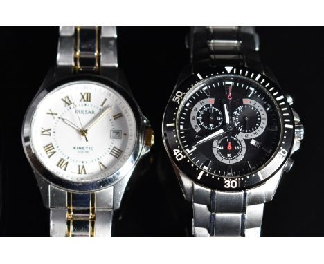 Two gentleman's wristwatches Citizen Eco-Drive perpetual chronograph ref. GN-4W-S with date aperture, luminous hands, black d