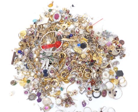 A collection of vintage earrings, silver, beads etc