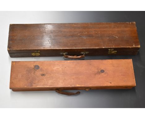 Two vintage wooden gun cases, both with fitted interiors, largest 85x21x10cm.&nbsp;