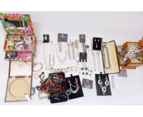 A collection of jewellery including new, amethyst and quartz bracelets, beads, etc&nbsp;