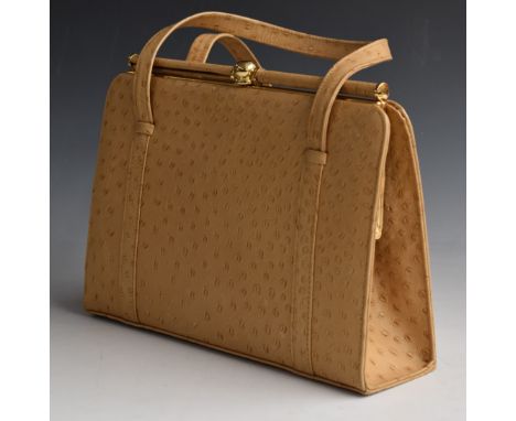 Czarina vintage ostrich leather handbag, 23 x 29cm