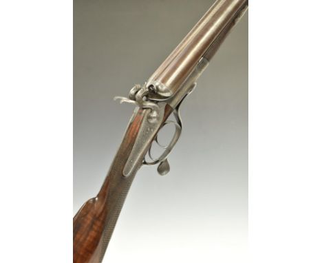 Trulock Brothers 12 bore side by side hammer action shotgun with fine scrolling engraving to the named locks, stylised dolphi