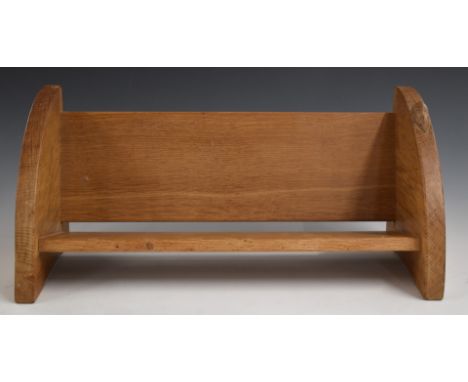 Robert 'Mouseman' Thompson carved oak book trough or shelf, L46cm