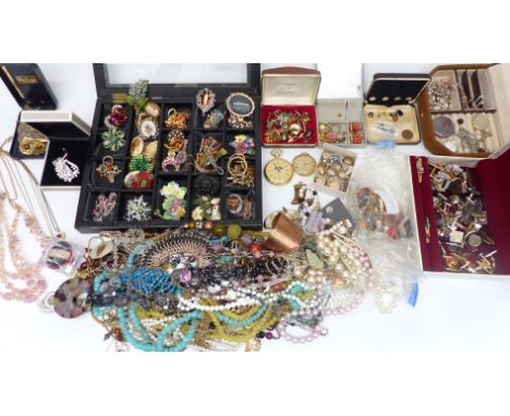 A collection of costume jewellery including earrings, brooches including vintage, micro mosaic, enamel and marcasite, etc&nbs