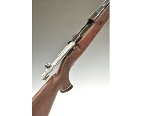 Parker-Hale 7.62 bolt action rifle with chequered semi-pistol grip and forend, raised cheek piece and 27 inch barrel, overall