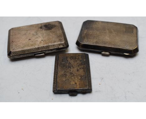 Three various hallmarked silver cigarette cases, all with engine turned decoration, length of longest 8cm, weight 204g