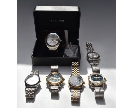 Six various gentleman's wristwatches including Accurist The Greenwich Commemoratives GMT105, in original box.&nbsp;